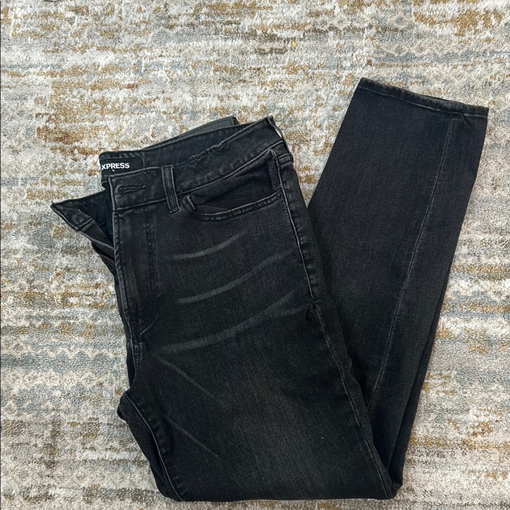 Express Men's Dark Charcoal Skinny Jeans